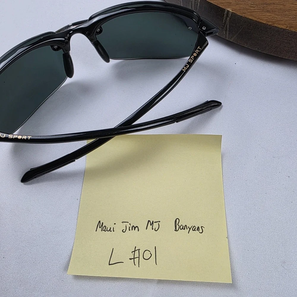 Maui Jim Banyans Sunglasses Mens 70-17-130 Black Green Polarized Wrap MJ-412-02